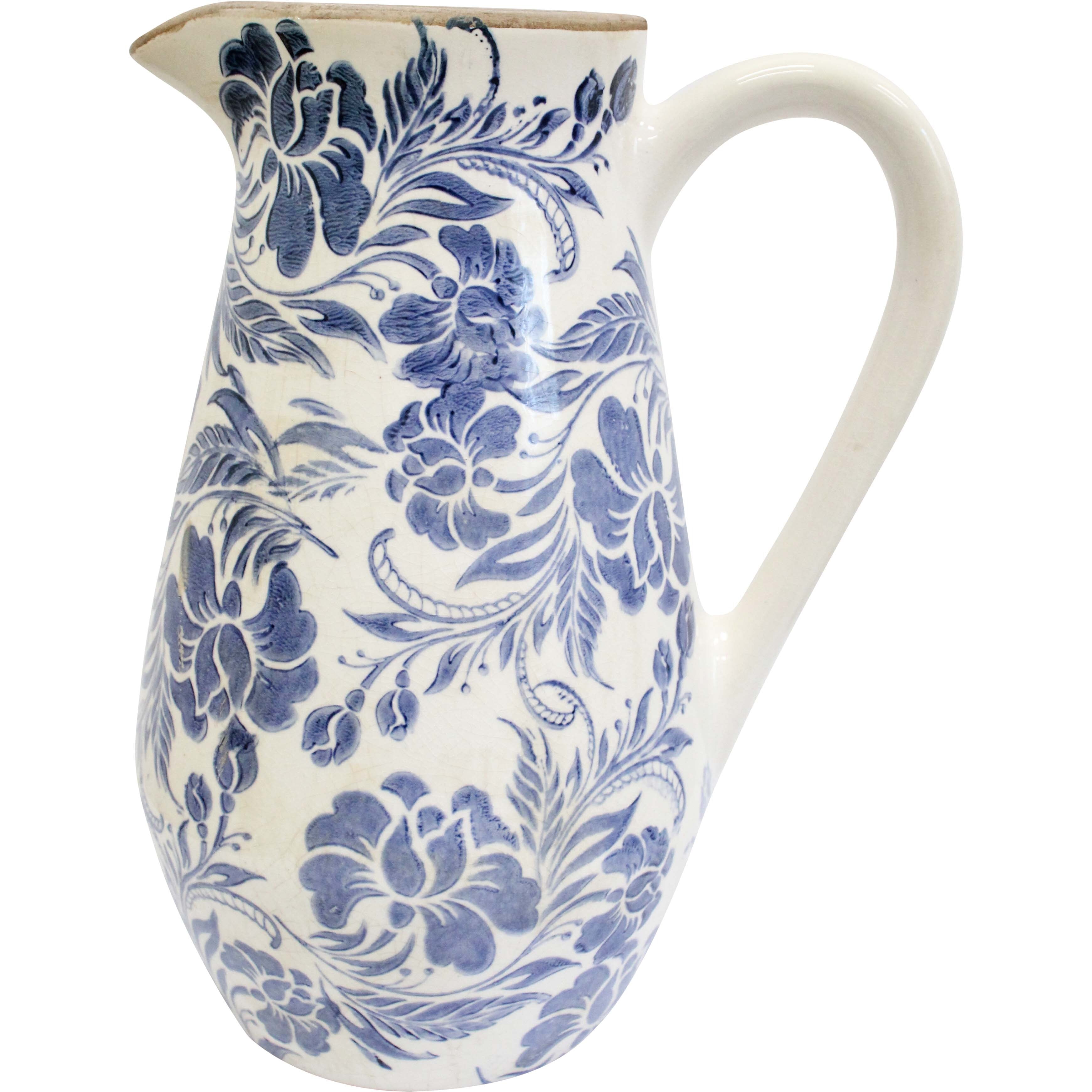 Blue & White Ceramic Pitcher