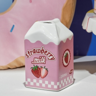 Strawberry Milk Carton Vase